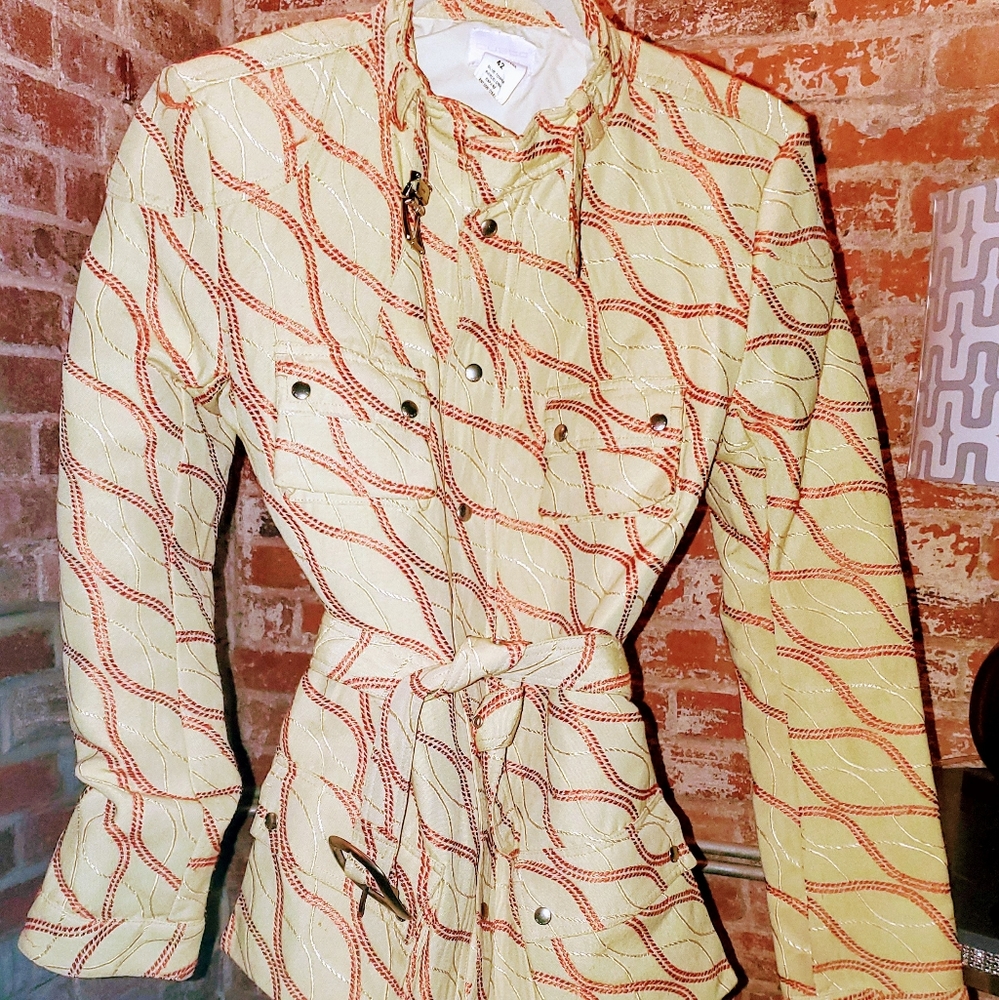 Custo jacket mustard yellow with red design